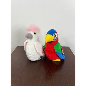 Vintage Ty Beanie Babies Set of 2 Jabber the parrot and KUKU Bird